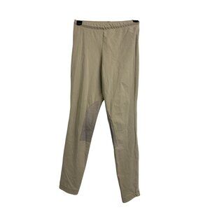Devon Aire Beige Cotton Pull-On Equestrian Riding Breeches W/ Leather Knee Patch